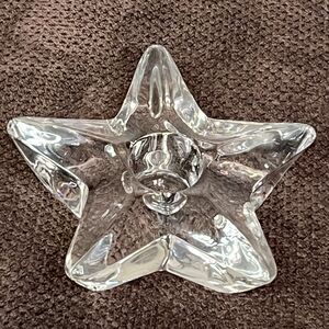 Vintage Crystal Glass 5 Point Star Candle Holder Heavy Clear Holiday Decor MCM